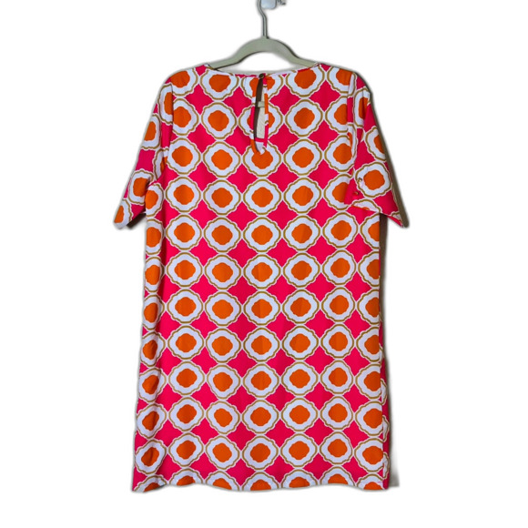 Mud Pie Mod Hot Pink Orange Mini Dress 1970s Light Dress Large 12/14 - Picture 2 of 9